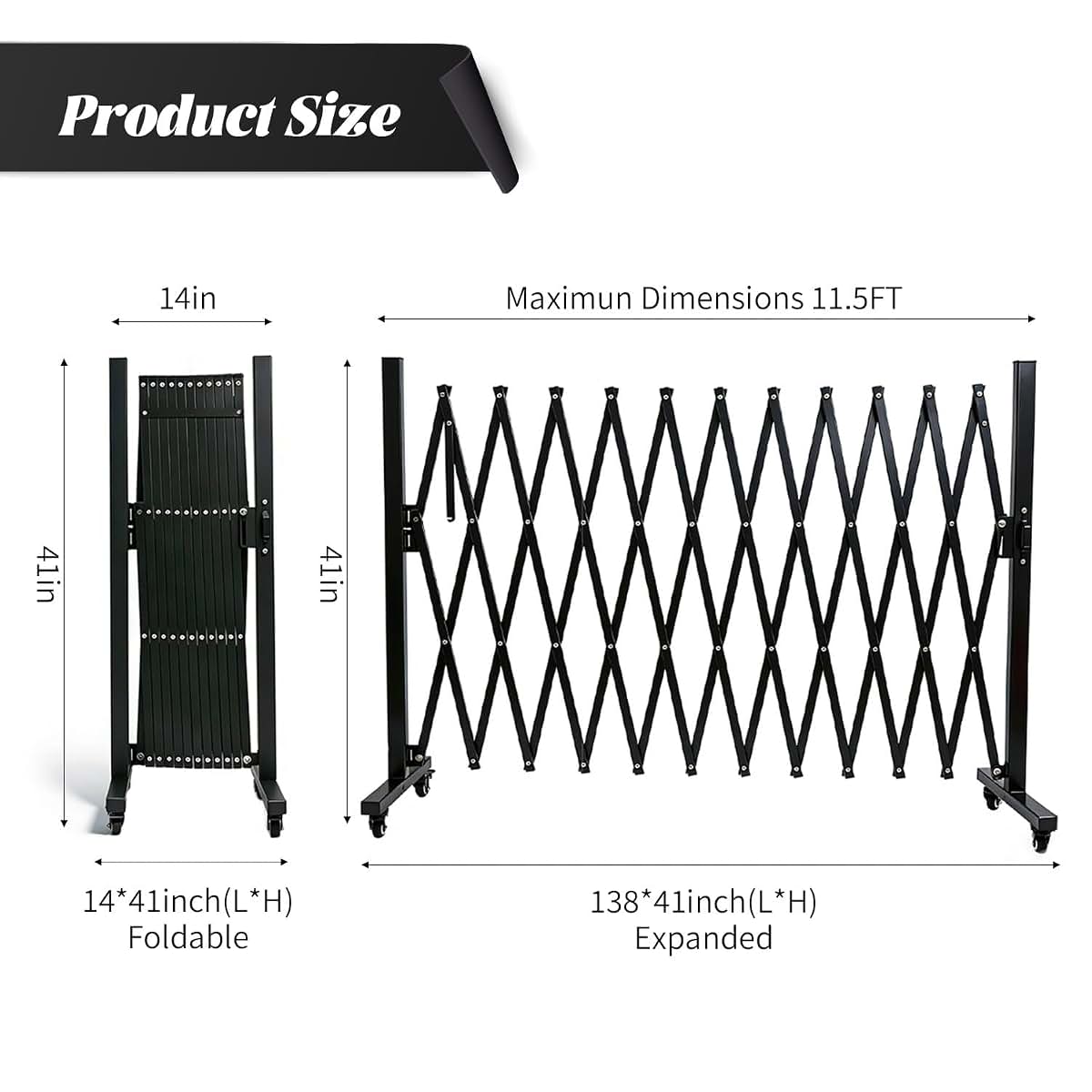 Ztthh Expandable Fence, 11.5ft Portable Folding Barricade Gate (photo 2)