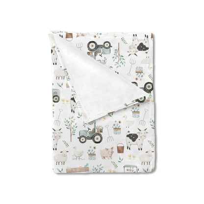 BabyOneStop Boho Farm Animals Flannel Blanket, 60x80 Inch Multi-Purpose Throw
