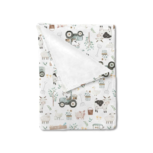 BabyOneStop Boho Farm Animals Flannel Blanket, 60x80 Inch Multi-Purpose Throw