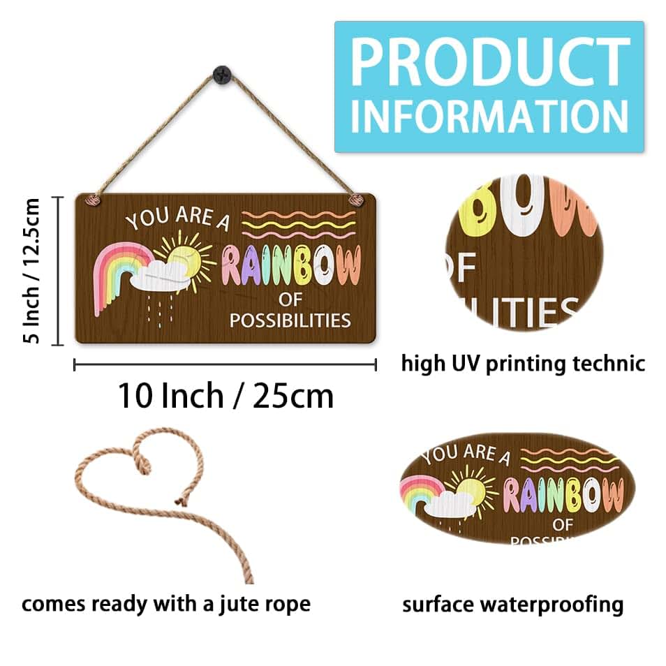 ABRIUS You Are A Rainbow Of Possibilities Wood Sign Decor Plaque (photo 2)