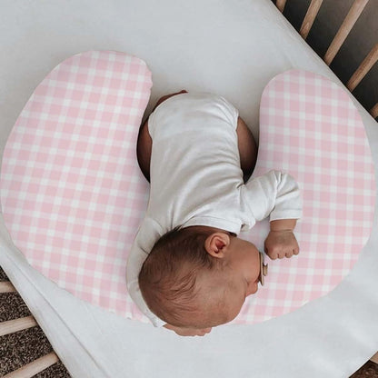 Selgkds Pink Plaids Nursing Pillow Cover, 22x18 Inches