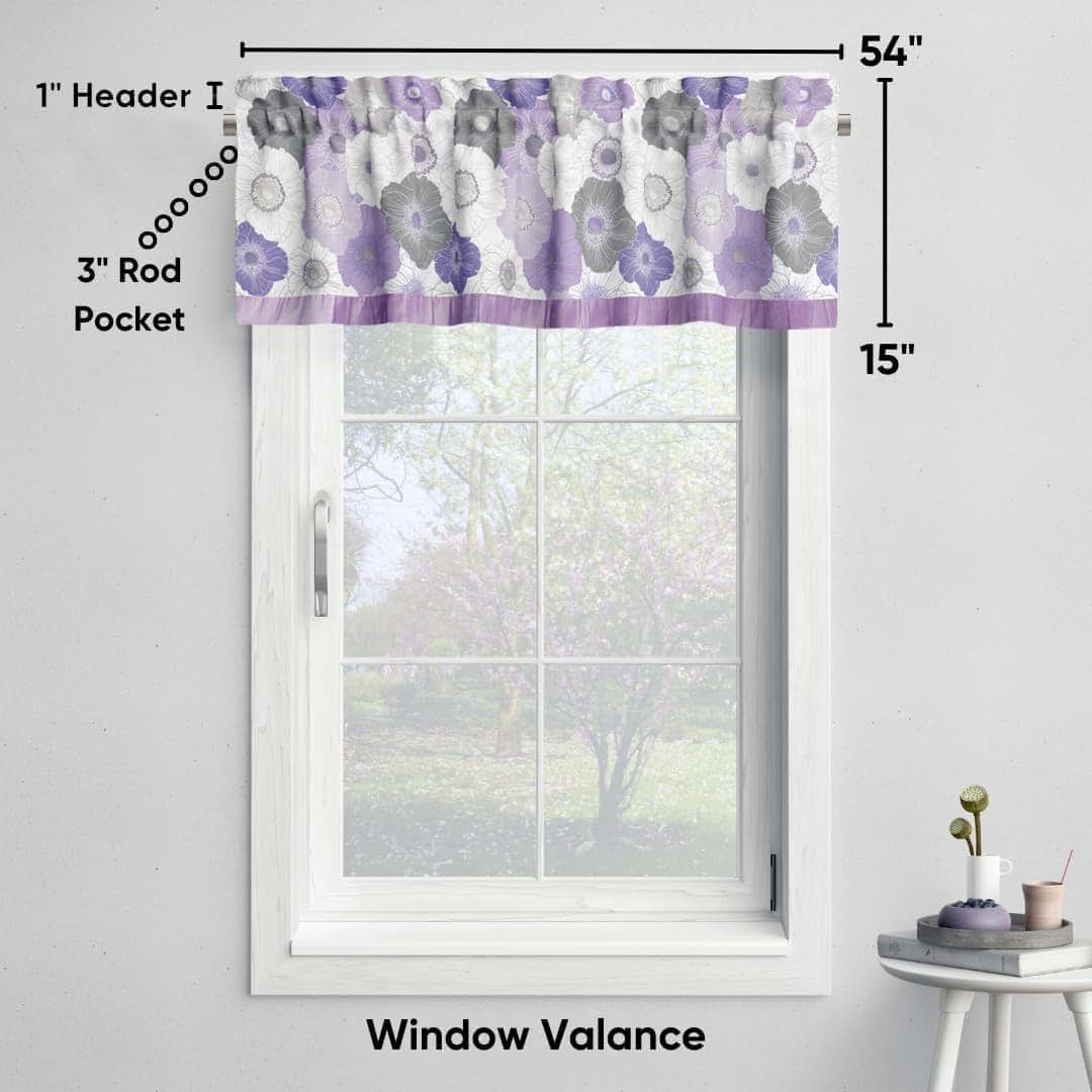 Bacati - Rod Pocket Window Valance Watercolors Purple Gray (photo 4)