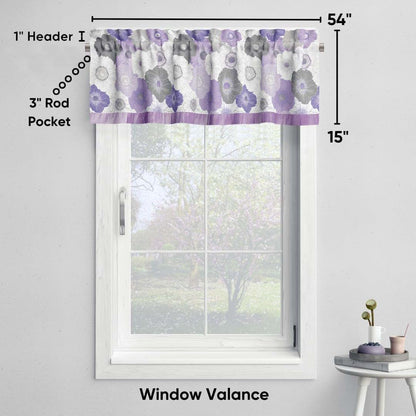 Bacati - Rod Pocket Window Valance Watercolors Purple Gray (photo 4)