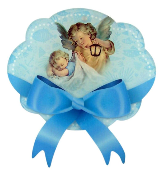 Crib Medal Gift Set Guardian Angel With Lantern Blue Acrylic Crib Medal
