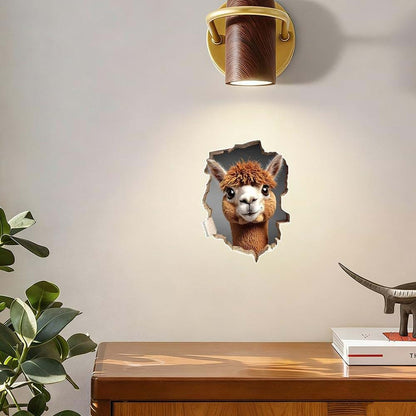 3D Alpaca Vinyl Wall Decals, Waterproof 2-Pack for Bedroom Decor