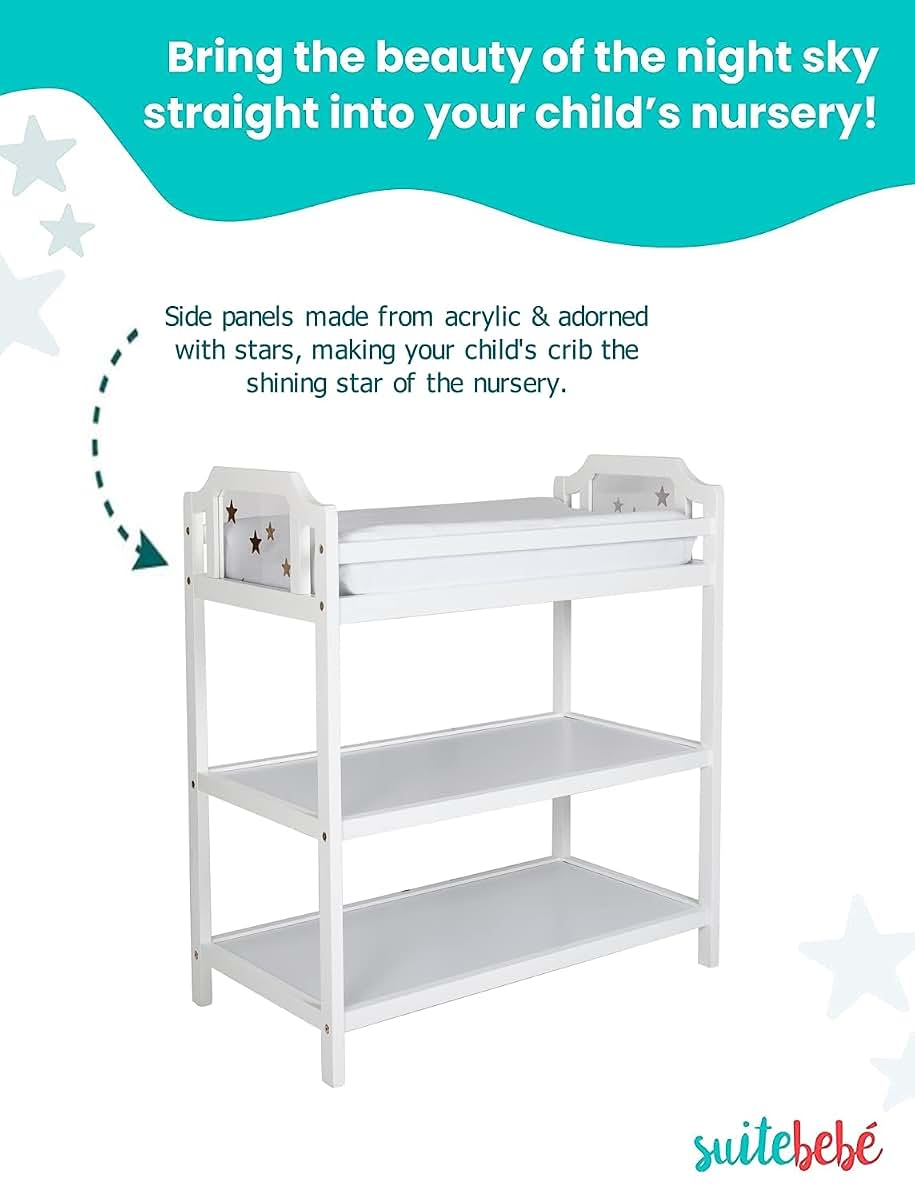 Suite Bebe Celeste Changing Table Safety Rail Included, White