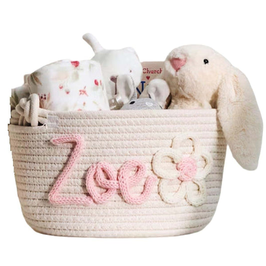 DOYOUWE Personalized Dog Toy Basket, Storage Gifts, Custom Snack New Box, Cotton Rope Storage Box, Handmade Baby Goods