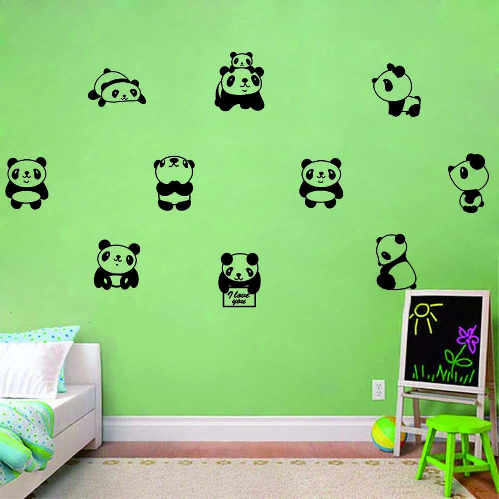 Panda Nordic Style Vinyl Wall Decal Sticker Set