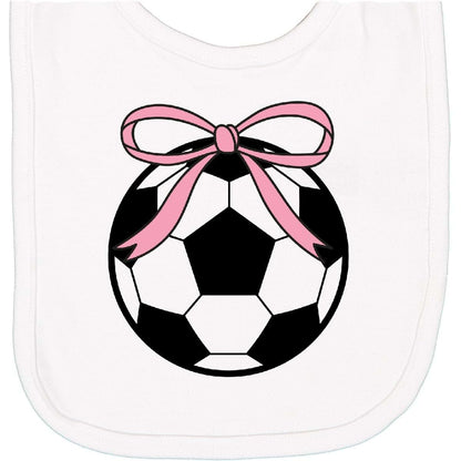 Inktastic Girls Soccer Ball Coquette Bow Bib for Newborns