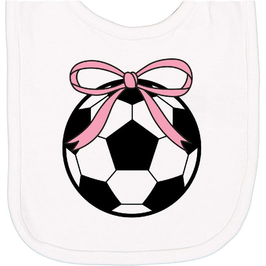 Inktastic Girls Soccer Ball Coquette Bow Bib for Newborns