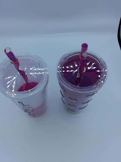 BabyOneStop Color Changing Cups with Lids, Double Wall Tumblers with 4 Reusable Straws