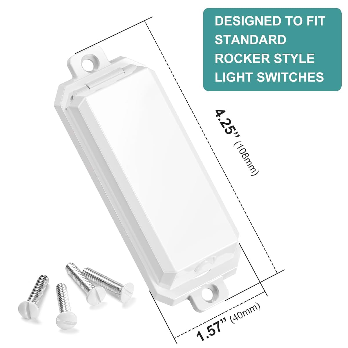 CLYMENE 4 Pack Light Switch Cover Guard, Rocker Style, White