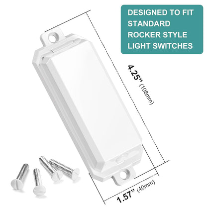 CLYMENE 4 Pack Light Switch Cover Guard, Rocker Style, White