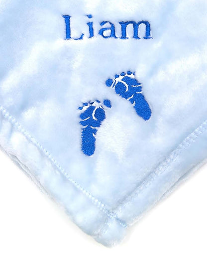 Personalized Giftware Personalized Monogrammed Embroidered Baby FEET Tahoe Fleece Blanket~ Make it Special! (Blue)