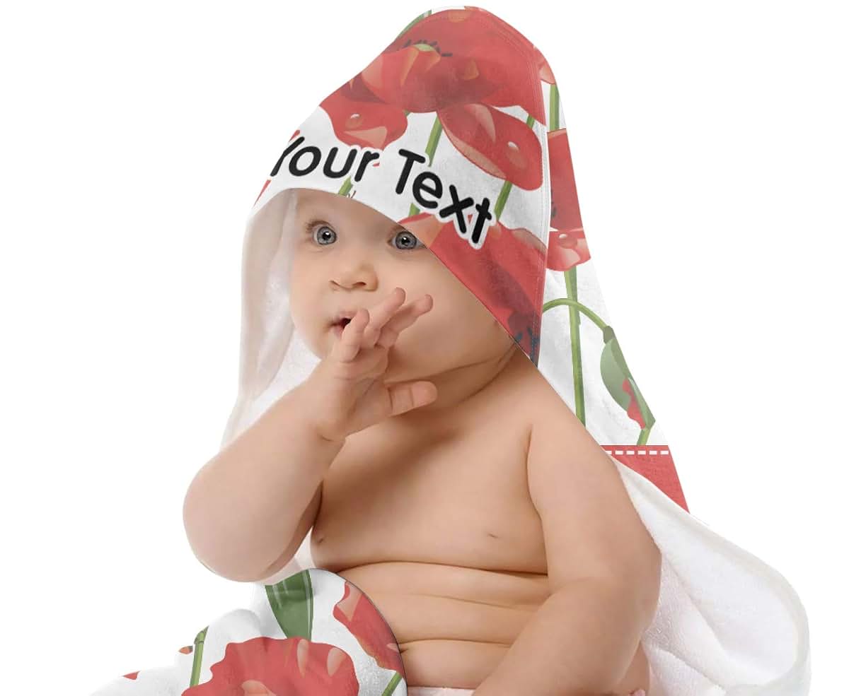 YouCustomizeIt Personalized Poppies Hooded Baby Towel (photo 2)
