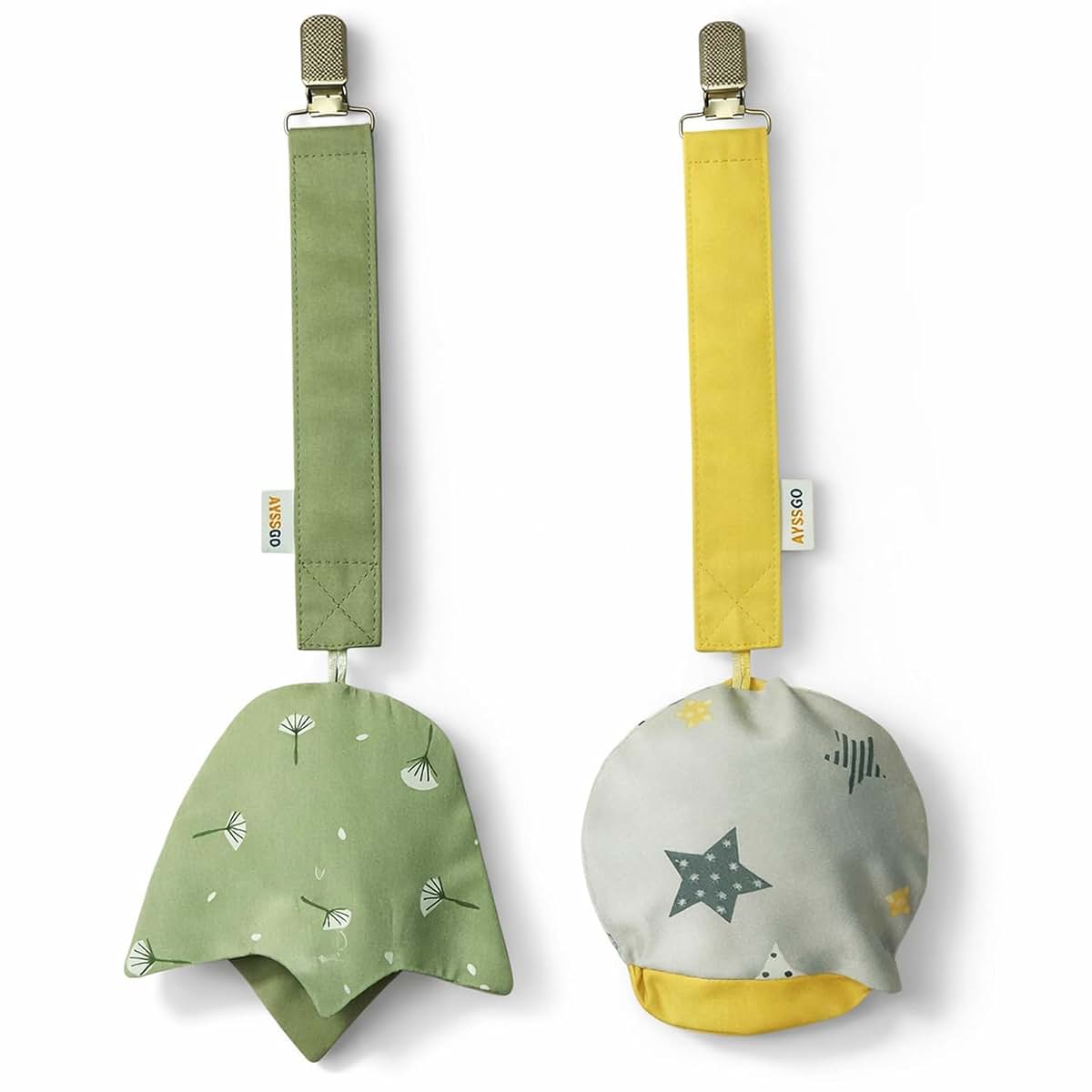 Ayssgo Baby Pacifier Clip, 2-Pack Cotton Holder with Case
