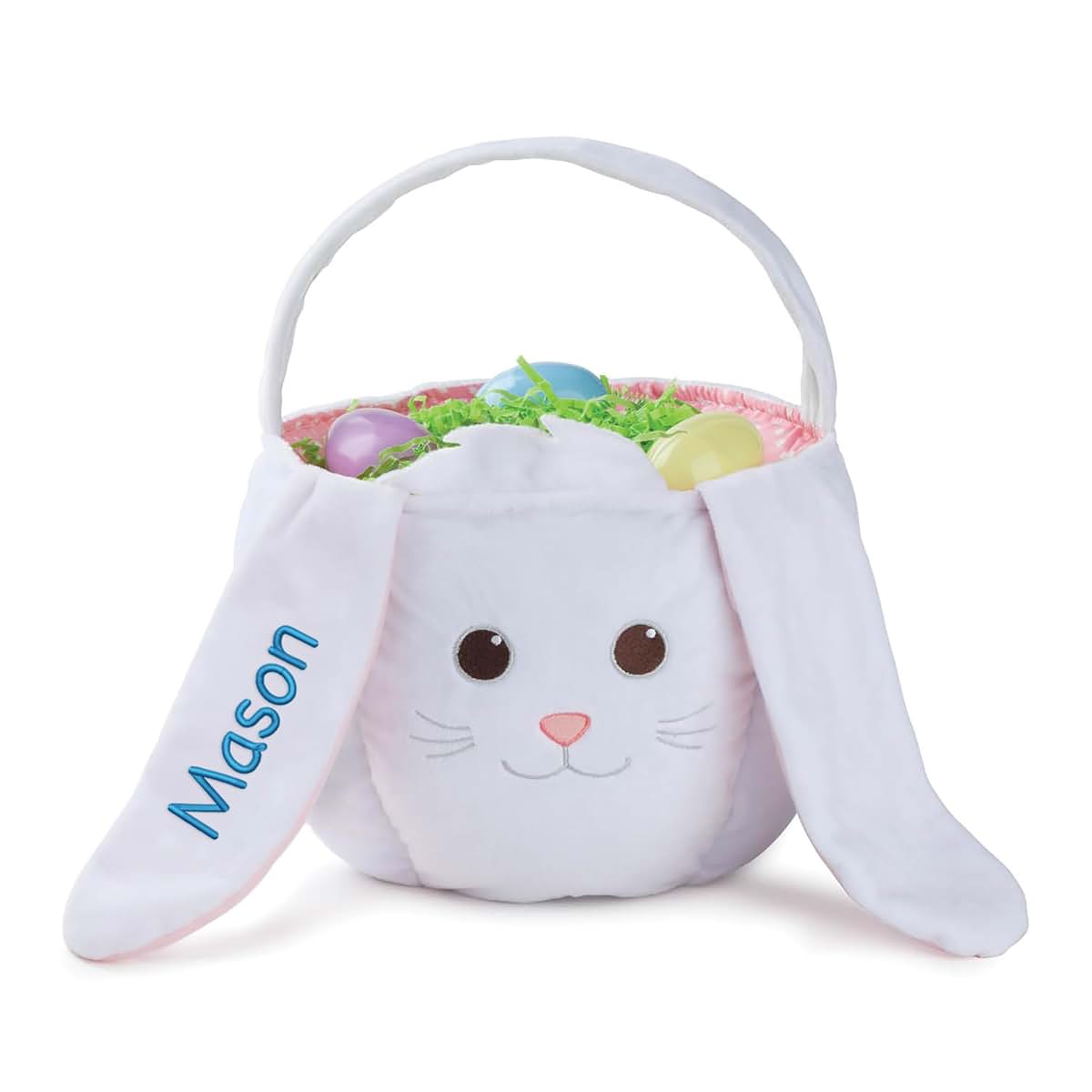 Personalized Planet Personalized White Easter Bunny Bag with Custom Name Embroidered | Plush Easter Bag with Handle