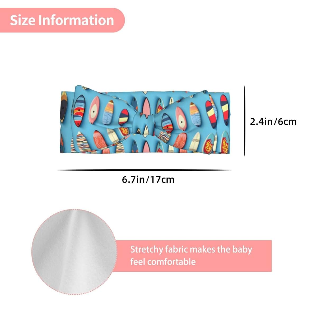 BabyOneStop Colorful Surfboard Print Baby Headband with Bow