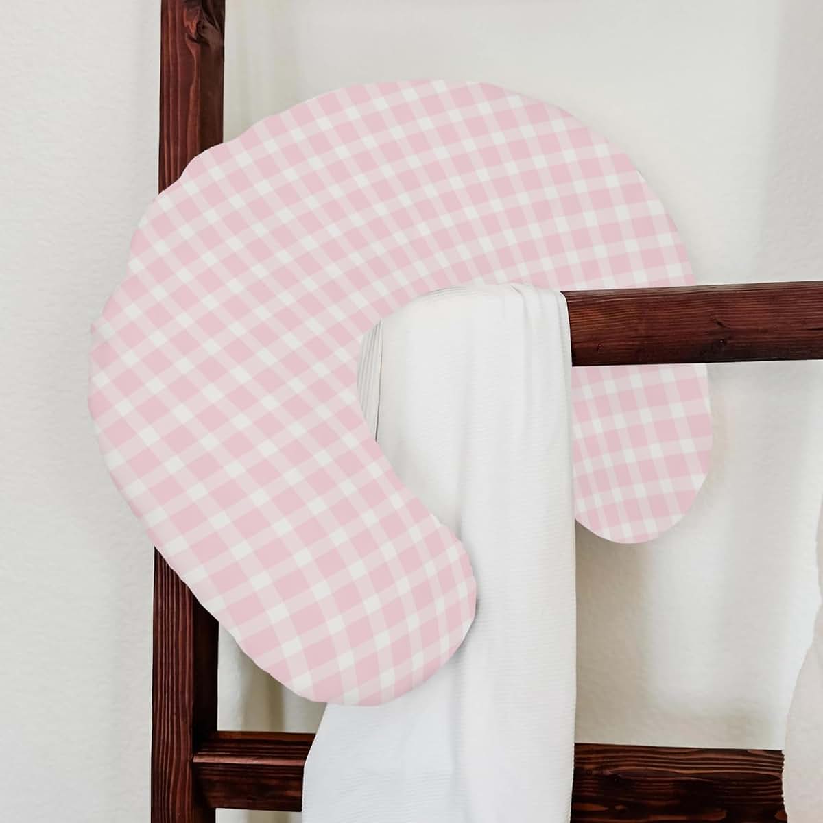 Selgkds Pink Plaids Nursing Pillow Cover, 22x18 Inches
