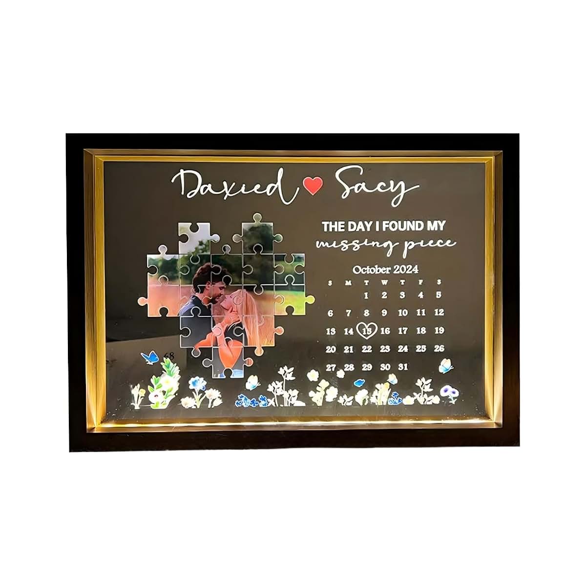 CraffBase The Day I Found My Missing Piece Light Frame Custom Family Photo Frame Light Box LED Picture Frame Gifts for
