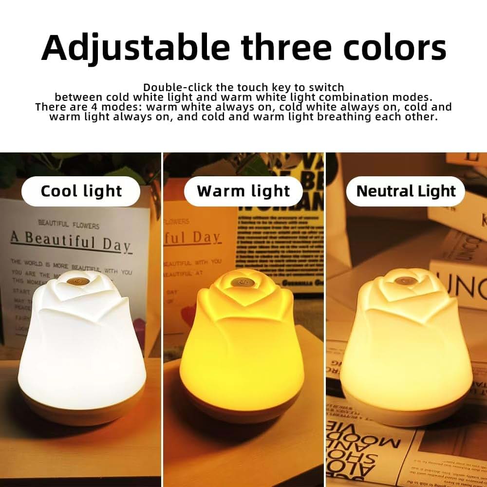 Mslitely Rose Night Light Touch Control Bedside Lamp 7 RGB Colors 2 Pack