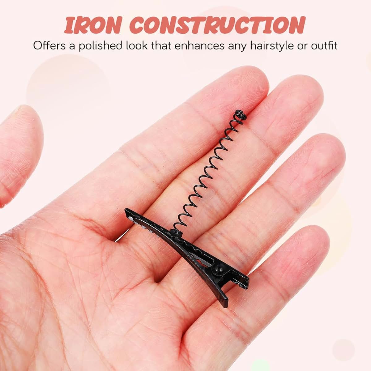 BabyOneStop 100-Pack Metal Duck Bill Clips, Black Alligator Hair Clips with Spring for Styling and DIY