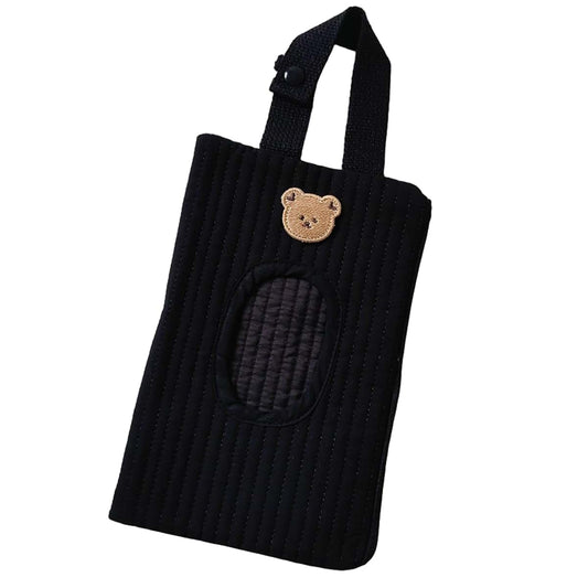 Nuiorfty Baby Wipes Dispenser With Embroidered Bear, Black