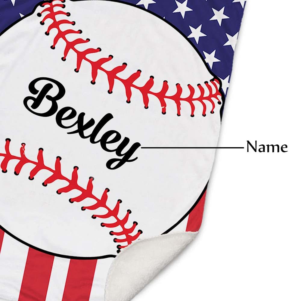 NICTIMEID Personalized Baseball Newborn Gift for Baby Custom Blanket with Baby Name, Super Soft Fleece, 31x47 Inch (photo 2)