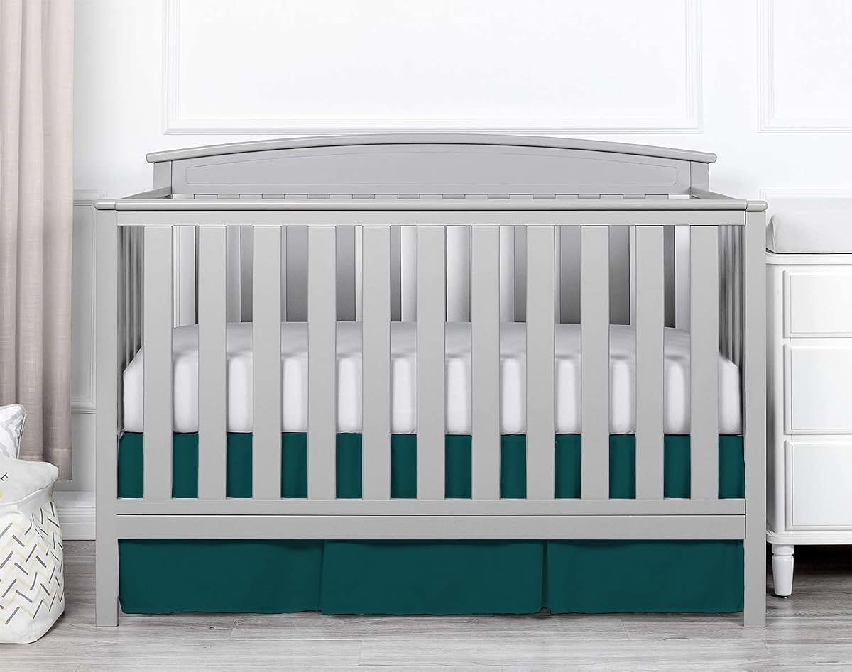 Balsara's Pleated Crib Bed Skirt, 800TC 100% Egyptian Cotton Teal Bedding Skirt