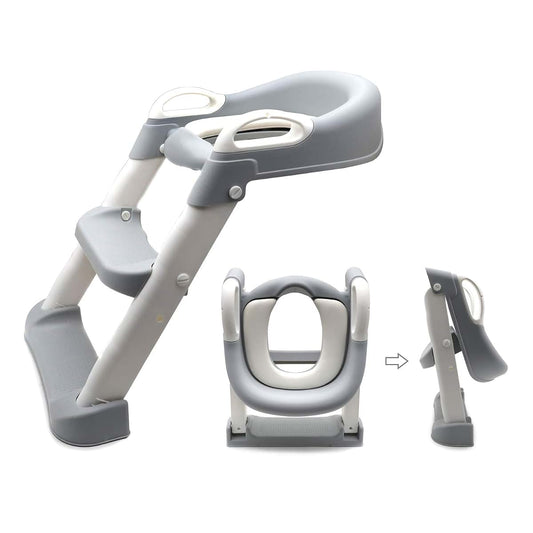 XKMT Classic Potty Training Toilet Ladder Seat With Upgraded Cushion Step Stool Ladder Toilet Trainer for Baby Toddler