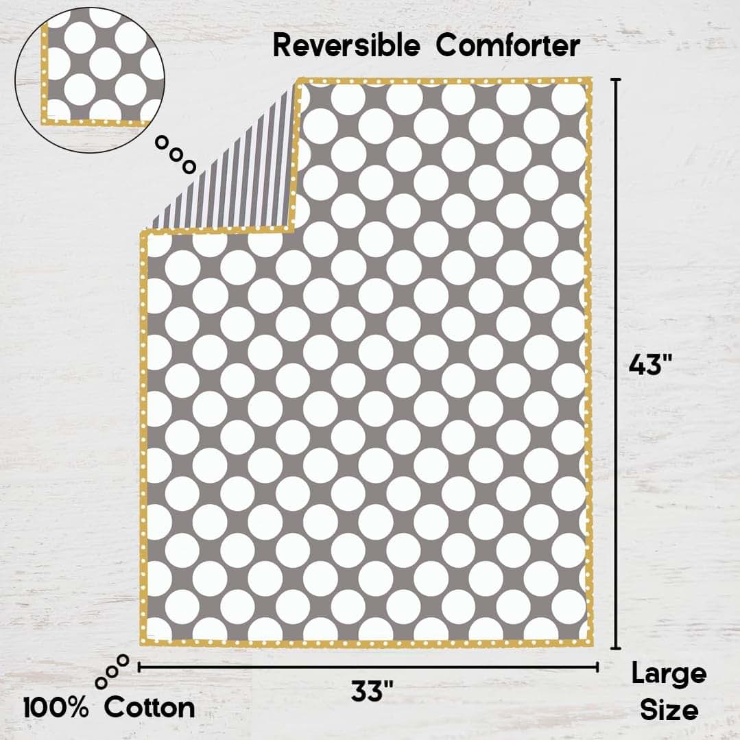 Bacati - Dots Stripes Gray Yellow 10 pc Unisex Baby Crib Bedding Set with 2 Crib Fitted Sheets (photo 2)