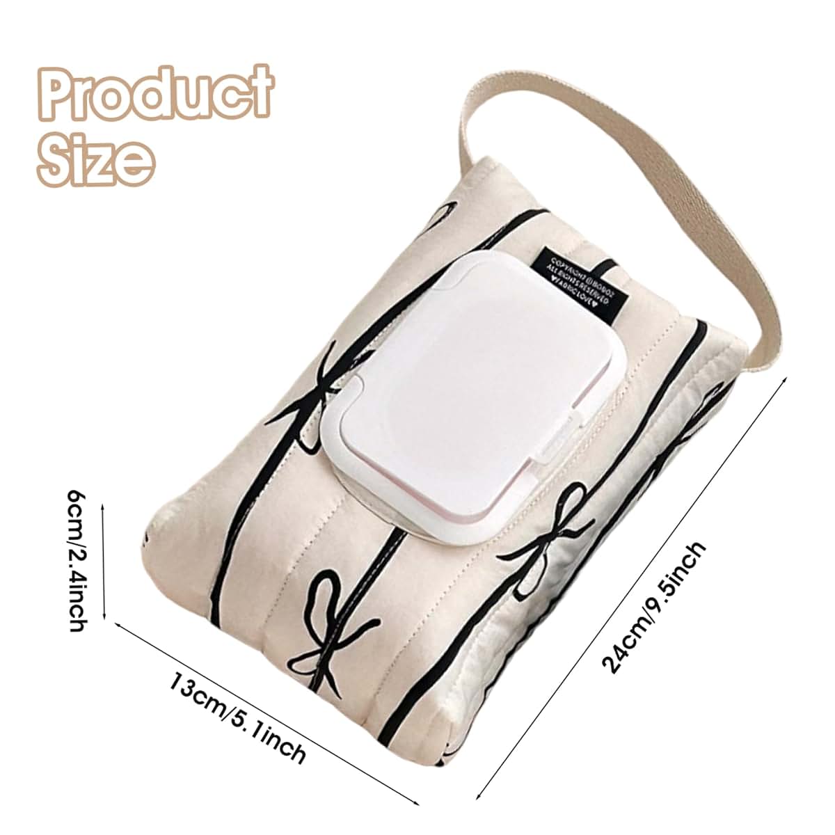 PRKHZYY Striped Bow Cotton Wipes Dispenser Refillable Wipes Bag with Handle (photo 3)