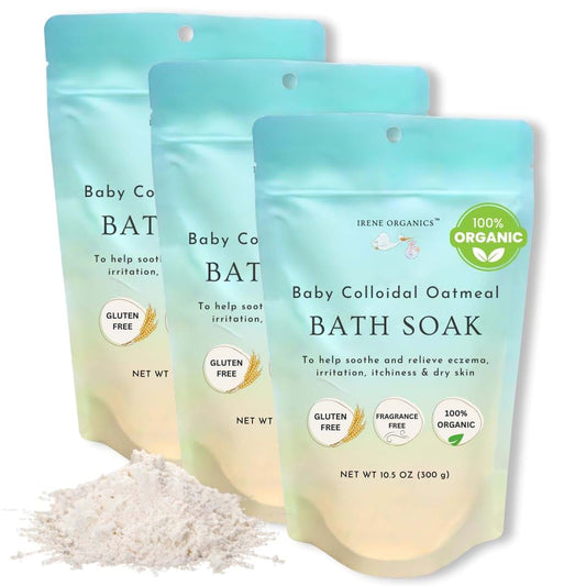 Oatmeal Baby Bath Powder by Irene Organics with Colloidal Oatmeal for Treatment of Eczema, Diaper Rash, Dry Skin and