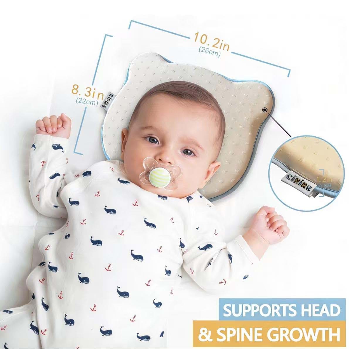 CIRIRE Memory Foam Baby Cushion Soft Cozy Machine-Washable, Head and Neck Support Breathable Anti-Slip Design for (photo 2)