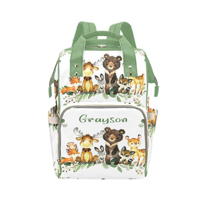 NZOOHY Greenery Jungle Animals Personalized Diaper Bags,Custom Name Multi Function Diaper Backpack Casual Travel