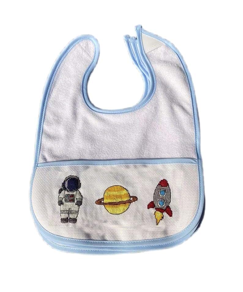 Max Stitch Design 5pcs Cotton Cross Stitch Bib In White And Blue