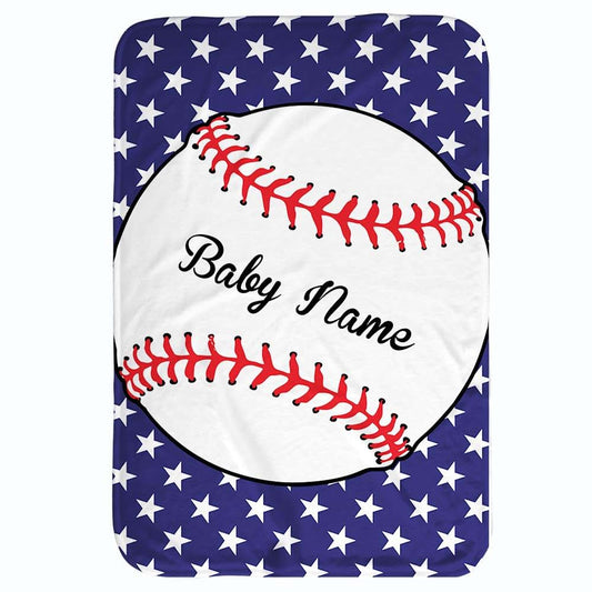 NICTIMEID Personalized Baseball Newborn Gift for Baby Custom Blanket with Baby Name, Super Soft Fleece, 31x47 Inch