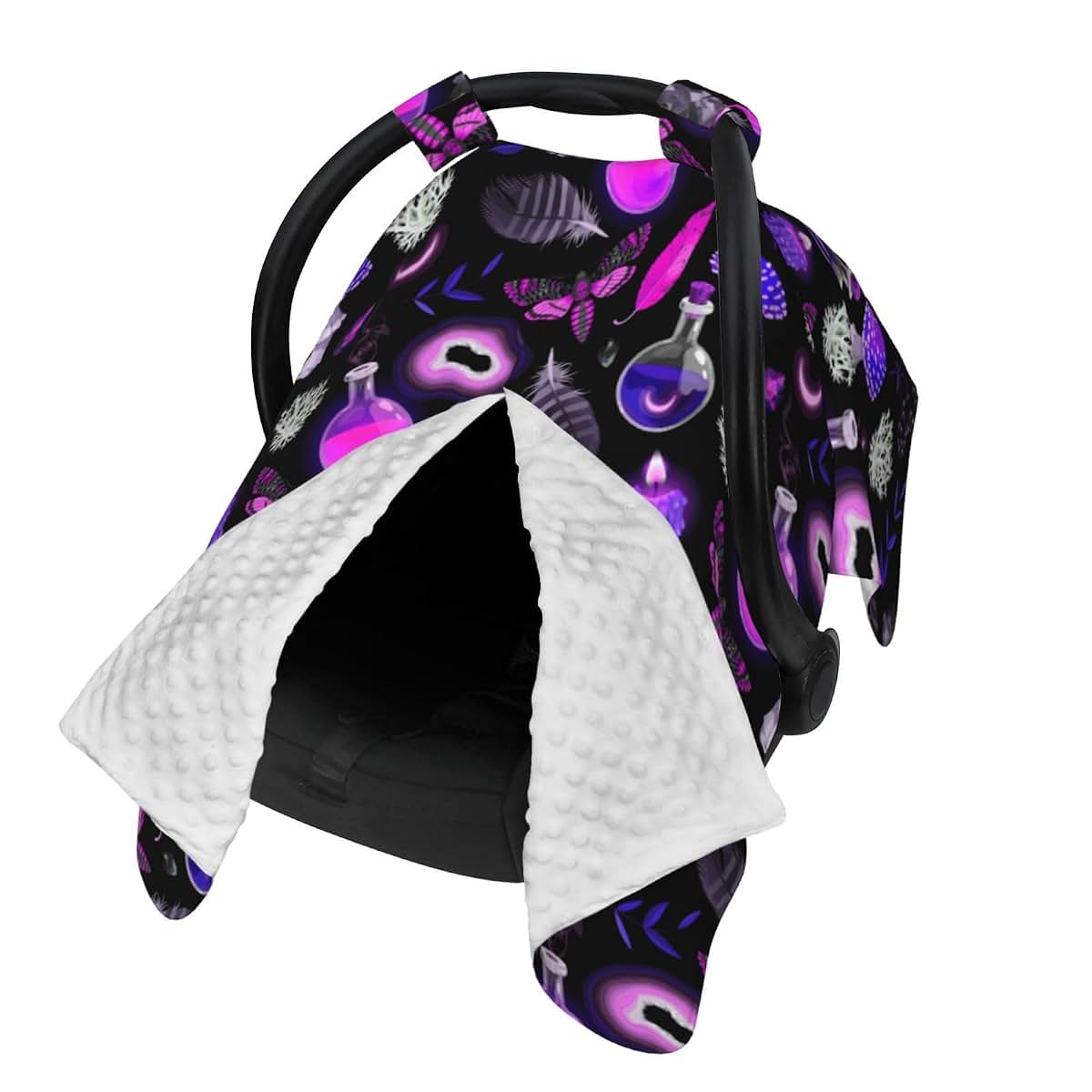 CAYKWVZ Gothic Magic Witch Witchy Trippy Purple Mushrooms Baby Car Seat Canopy Cover Multi Use Shower Gift, Nursing