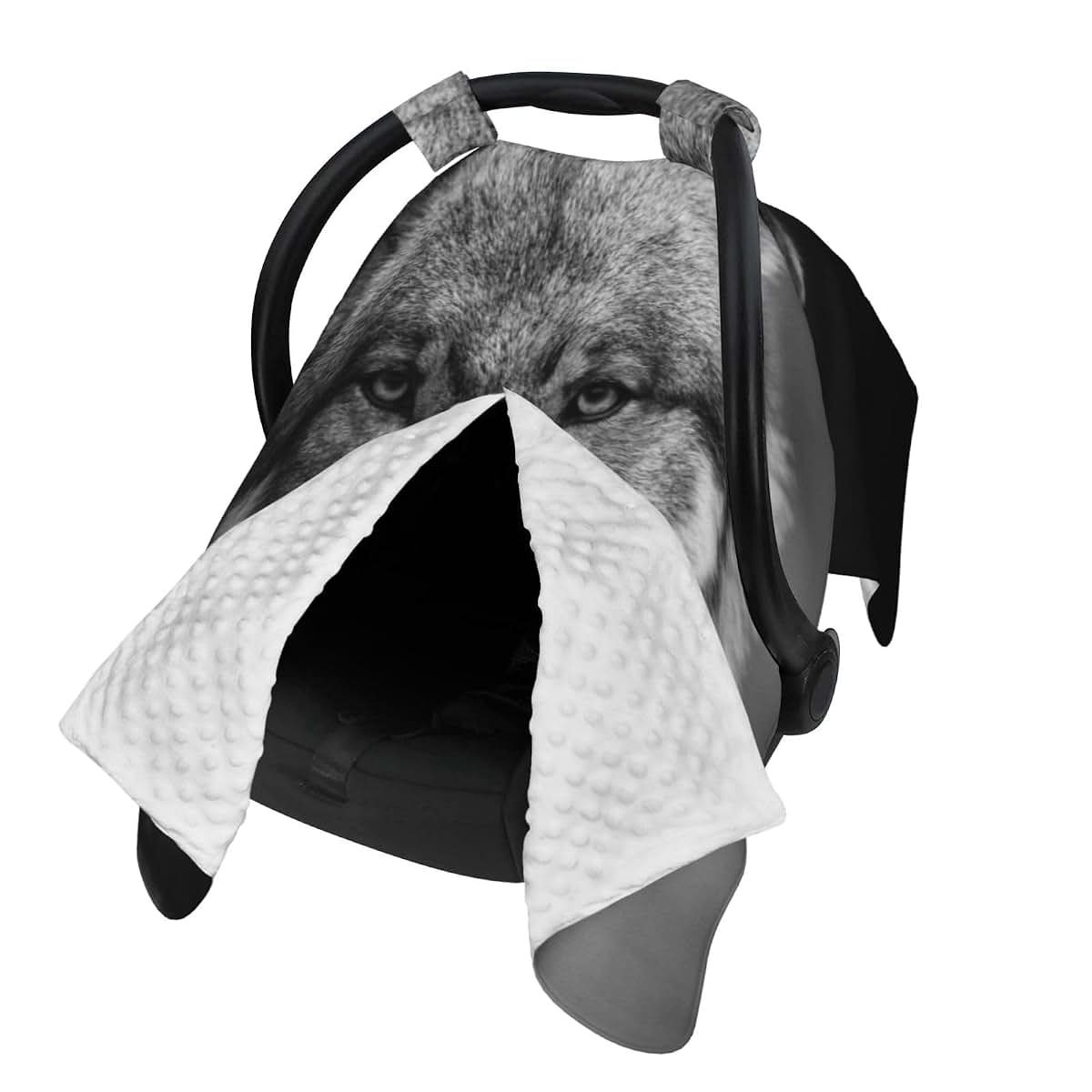 YonaJeik Scary Dark Gray Wolf Baby Car Seat Canopy Cover Multi Use Shower Gift, Nursing Cover for Mom Nursing Covers