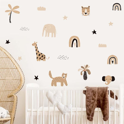 NOBRIM Wall Decals Cartoon Cute Animals Art Gifts Nursery Posters for Kids Baby Girls Nursery Decor