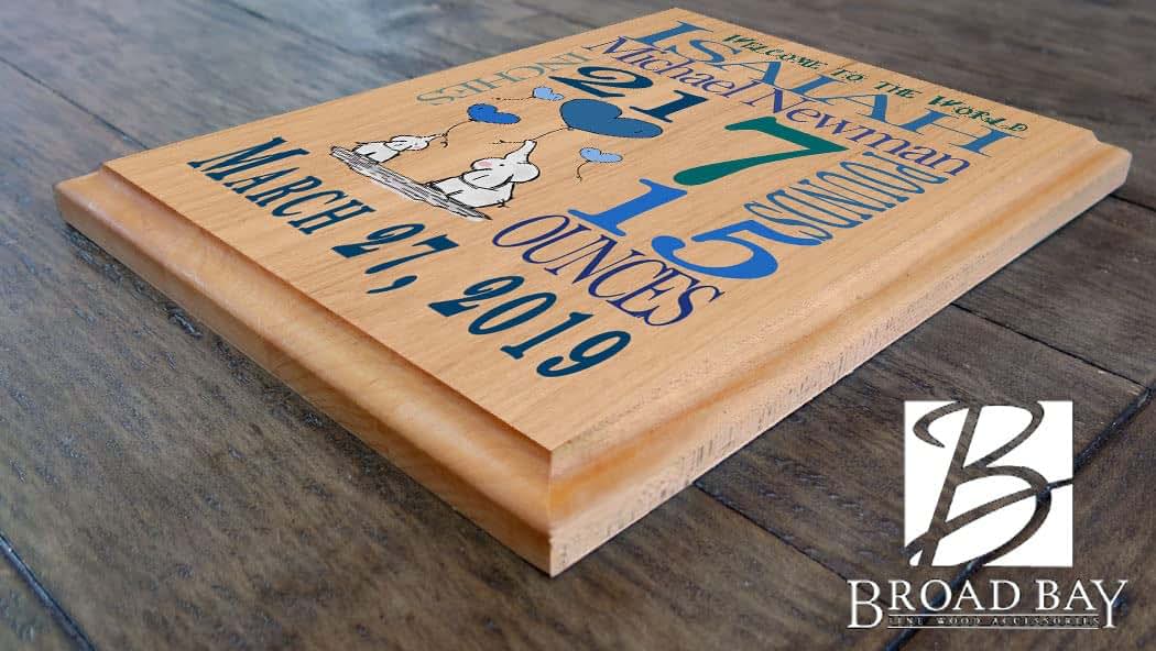 Broad Bay Personalized New Baby Boy Gift Sign Announcement Nursery Décor Art for Newborn Boys New Parents Mom or Dad