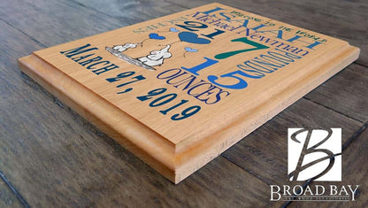 Broad Bay Personalized New Baby Boy Gift Sign Announcement Nursery Décor Art for Newborn Boys New Parents Mom or Dad