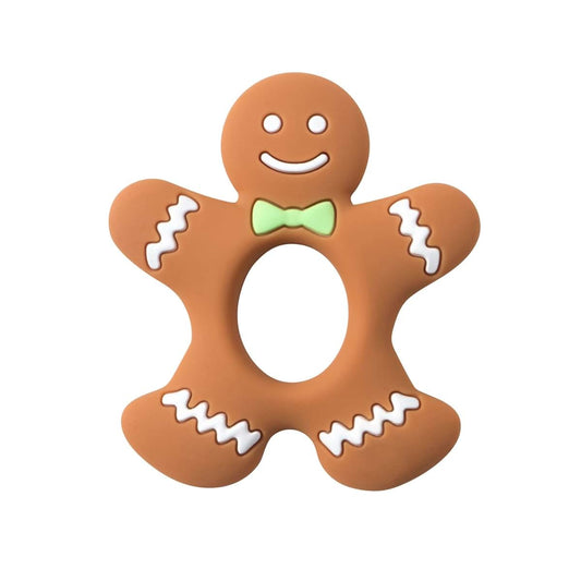Jimibaby Christmas Teether Teething Toy Gingerbread Man, The First Christmas teether for Baby Boys and Girls, 100% BPA