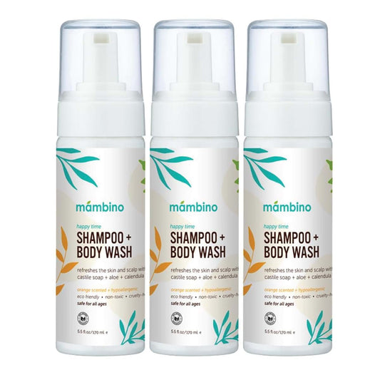 Mambino Organics Happy Time Shampoo & Body Wash, 3-Pack