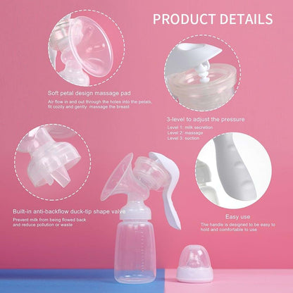 Metanthou Manual Breast Pump with Painless Breast Soak Silicone Flange, 3 Level Adjustable Pressure Anti-Backflow (photo 2)