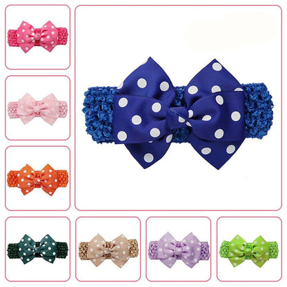 POLG Newborn Baby Polka Dot Elastic Headband and Bow Headwrap (photo 3)
