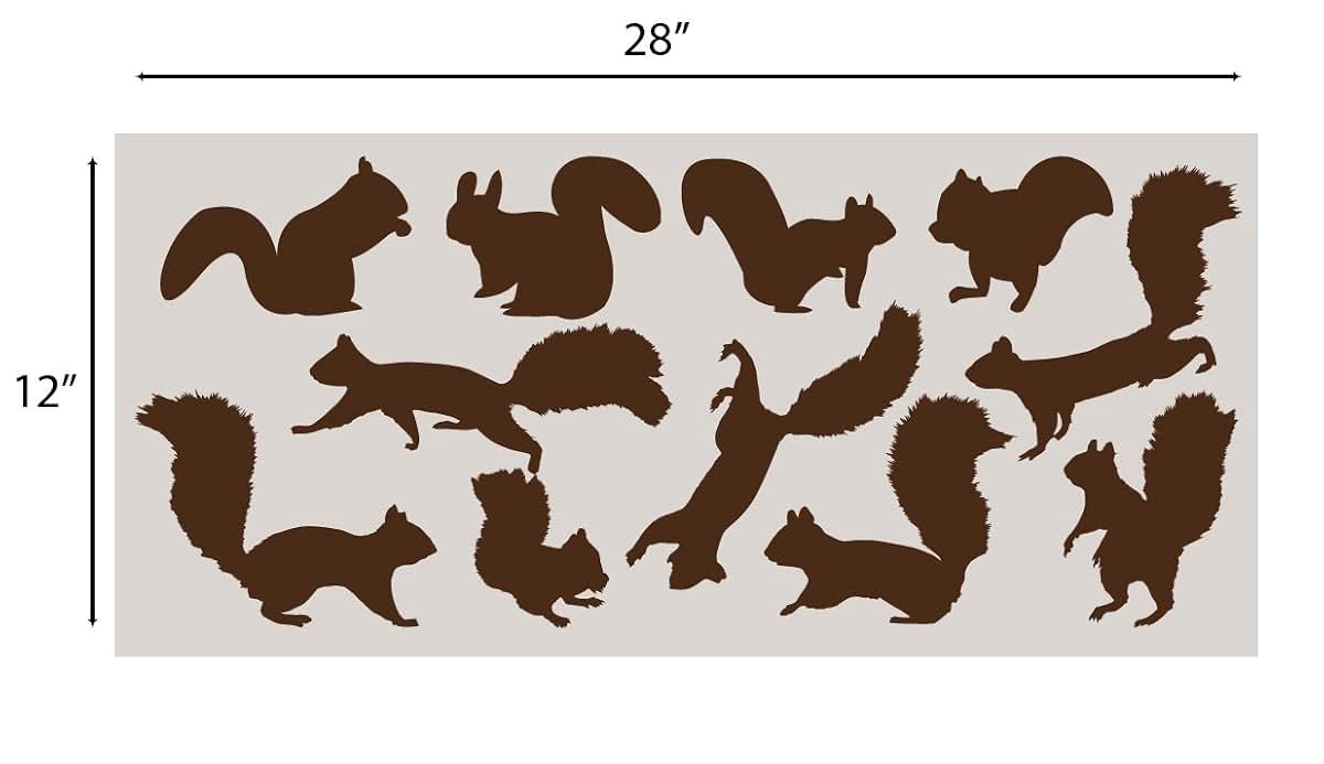 Innovative Stencils Squirrel Wall Decal Set For Nursery Decor