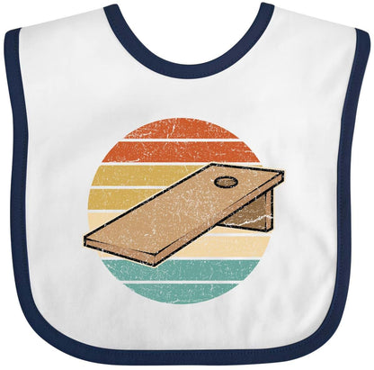 Inktastic Cornhole Lawn Game Retro Baby Bib - Combed Ring-Spun Cotton