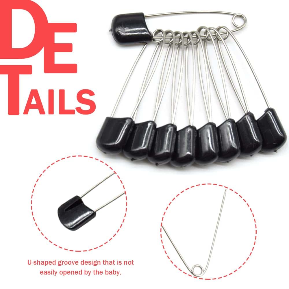 Hocansen 50 PCS Safety Pin 54mm/2.2in Baby Diaper Pins for Cloth Plastic Head Baby Pins for Diapers Stainless Steel (photo 3)