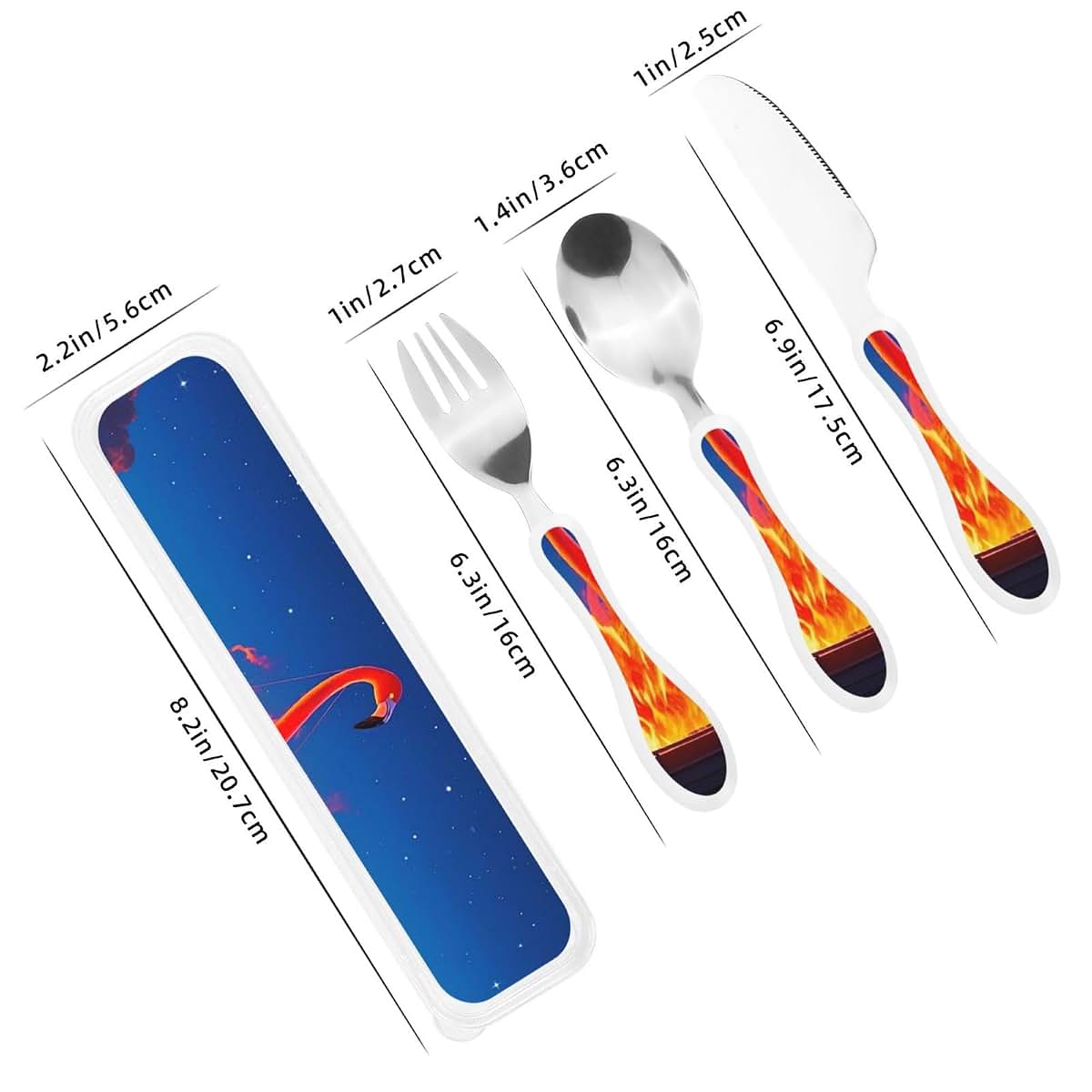 Ddtklsnv 3-Piece Kids Silverware Set With Storage Case Boats And Flamingos (photo 2)